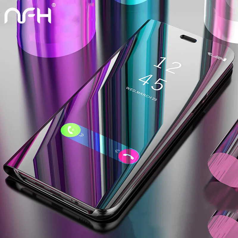 Умный зеркальный флип-чехол для Huawei P20 Lite полностью чехол Honor 7C 8X 7A Pro P Smart Y9 2019 10 9 lite