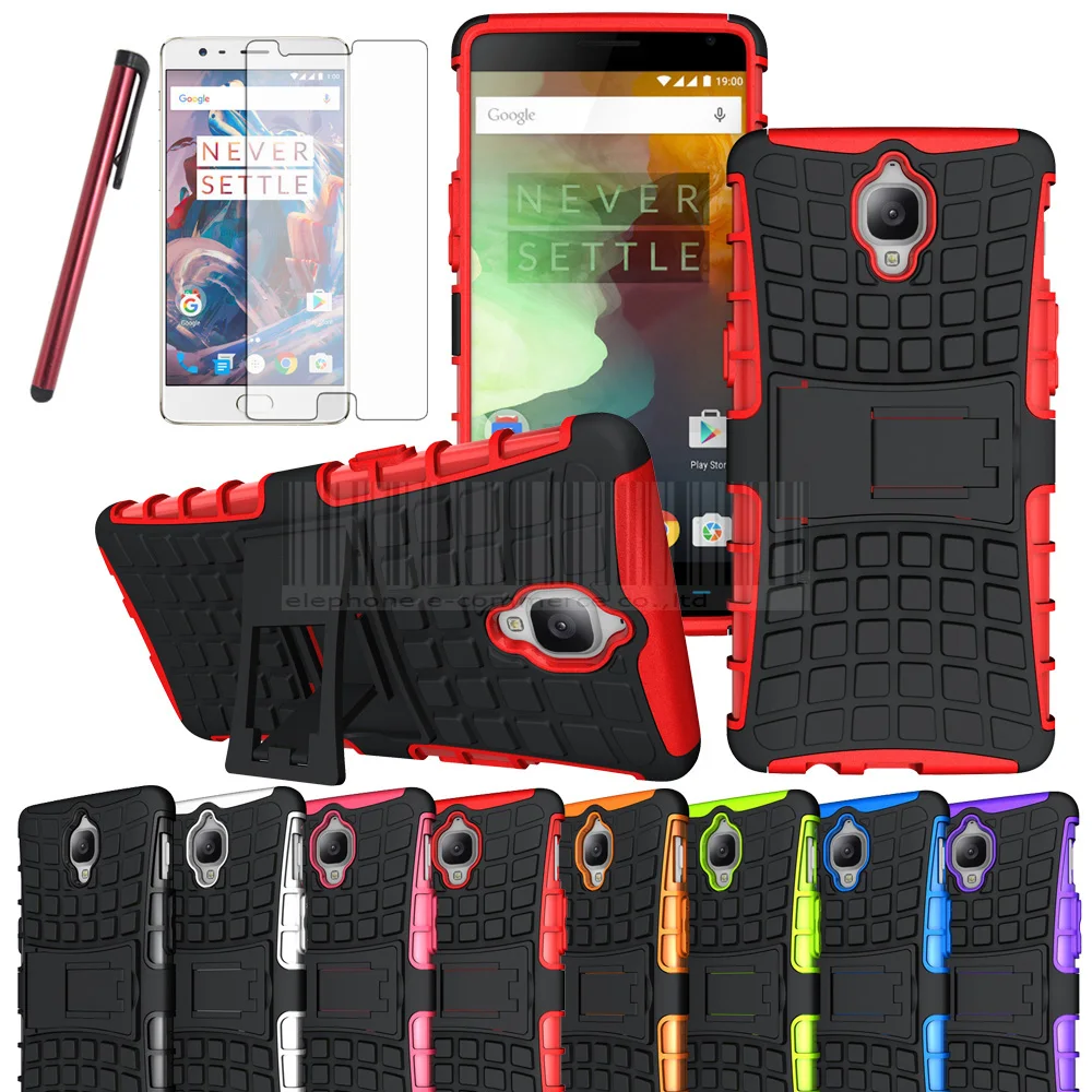 Чехол для Oneplus 3 3T One Plus Three A3003 A3010 с двойным слоем ТПУ + PC Armor Kickstand Hard Anti shock Cover