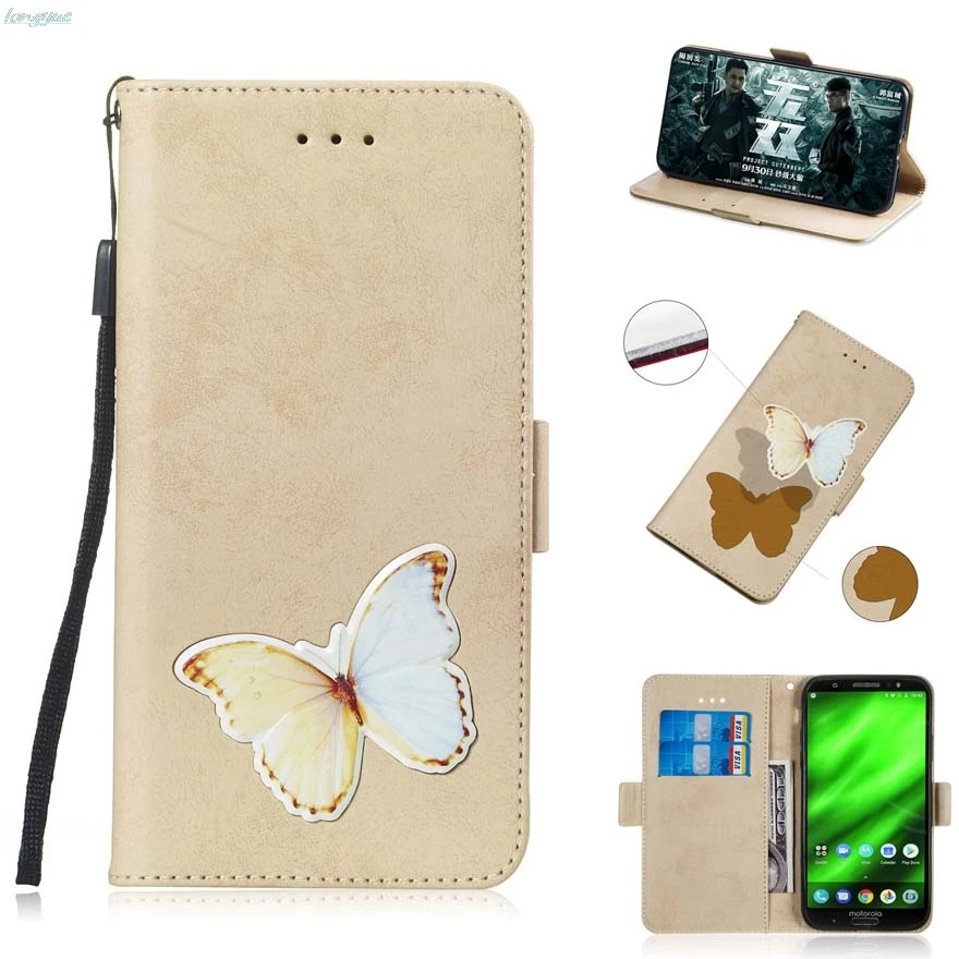 Чехлы для мото G6 чехол кожаный Coque Motorola Moto плюс г 6 Flip wallet животный принт телефон