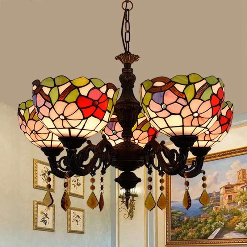 European style Tiffany coloured glass living room restaurant, bedroom bar, pastoral red happy 5 hanging lamps
European style Tiffany coloured glass living room restaurant, bedroom bar, pastoral red happy 5 hanging lamps