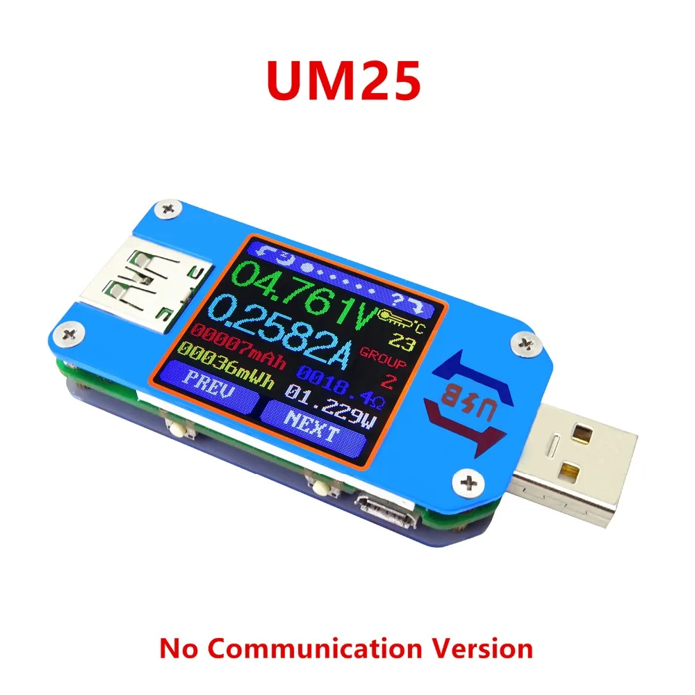 USB Tester 2.0 Type- C Color LCD Voltmeter Ammeter Voltage Current Meter Battery Charge Measure Cable Resistance Tester
USB Tester 2.0 Type- C Color LCD Voltmeter Ammeter Voltage Current Meter Battery Charge Measure Cable Resistance Tester