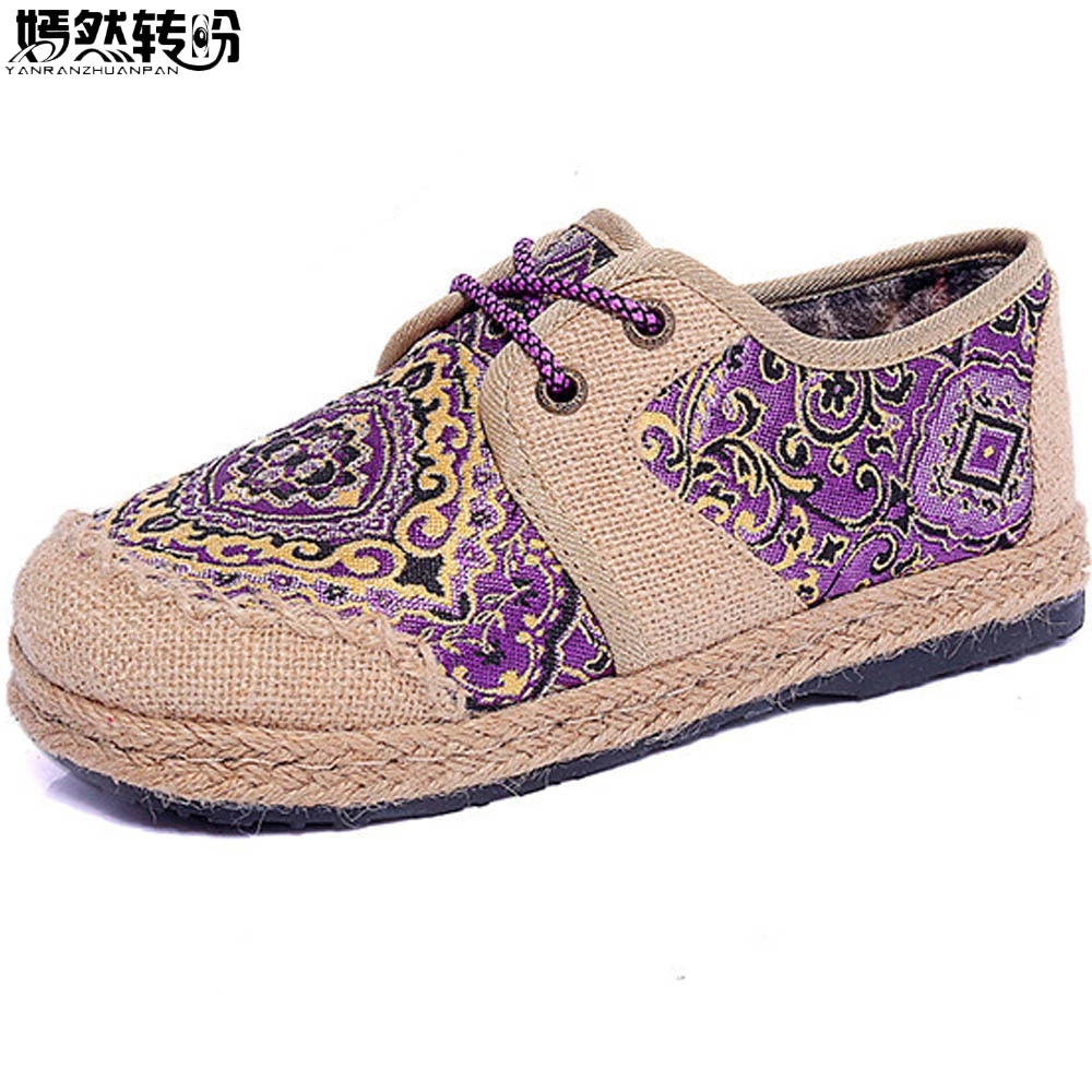 Chinese Women Flats Shoes Vintage Boho Cotton Linen Canvas Floral Embroidered Cloth Lace Up Soft Woven Round Toe Shoes Woman
Chinese Women Flats Shoes Vintage Boho Cotton Linen Canvas Floral Embroidered Cloth Lace Up Soft Woven Round Toe Shoes Woman