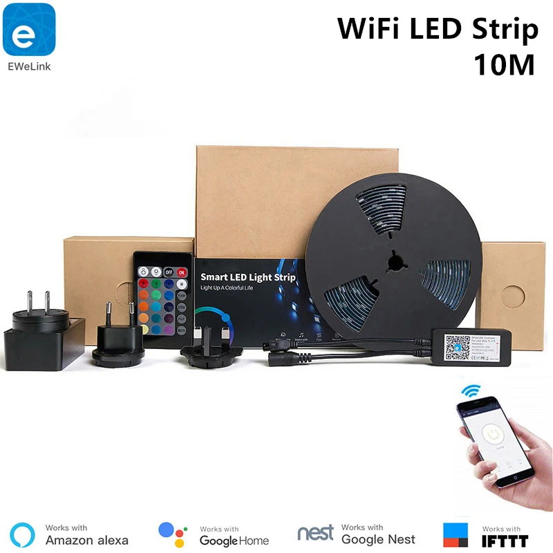 eWeLink 10M WiFi LED Strip Smart Home LED Light Strip Dimmable Waterproof Flexible RGB Strip Lights Work with Alexa Google Home
eWeLink 10M WiFi LED Strip Smart Home LED Light Strip Dimmable Waterproof Flexible RGB Strip Lights Work with Alexa Google Home