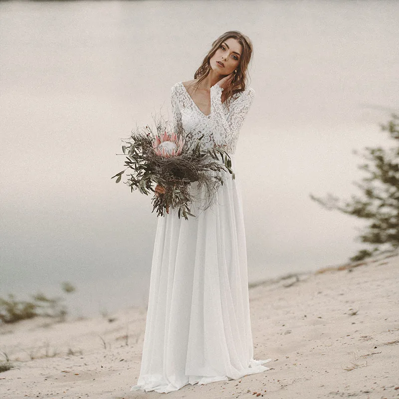 Cheap 2021 Simple Bohemian Beach Evening Dresses Country Long Sleeves Floor Length Summer Boho Hippie Western Bridal Gowns
Cheap 2021 Simple Bohemian Beach Evening Dresses Country Long Sleeves Floor Length Summer Boho Hippie Western Bridal Gowns