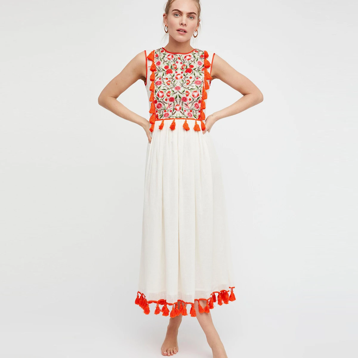 Jastie Boho Embroidered Maxi Dress Hippie Tassel trim Vest Dresses Summer Sleeveless O-Neck Women Dress 2019 Female Vestidos
Jastie Boho Embroidered Maxi Dress Hippie Tassel trim Vest Dresses Summer Sleeveless O-Neck Women Dress 2019 Female Vestidos