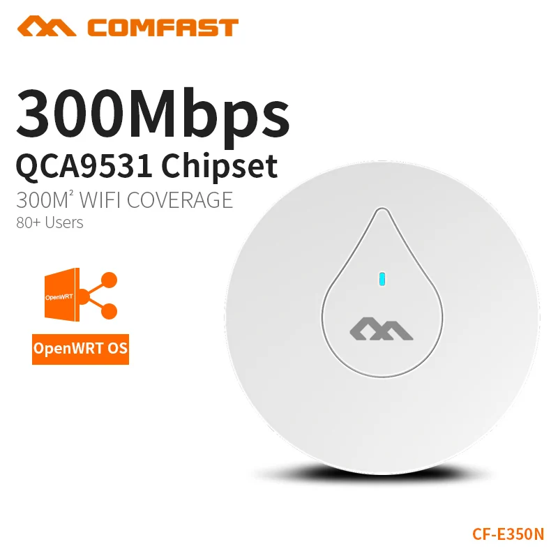 Мощный роутер COMFAST 300Mbs, Wi-Fi роутер, потолочный AP Wi-Fi расширитель включает 48 В POE с поддержкой OpenWRT, встроенный PA широкий охват, с возможностью п...
Мощный роутер COMFAST 300Mbs, Wi-Fi роутер, потолочный AP Wi-Fi расширитель включает 48 В POE с поддержкой OpenWRT, встроенный PA широкий охват, с возможностью п...