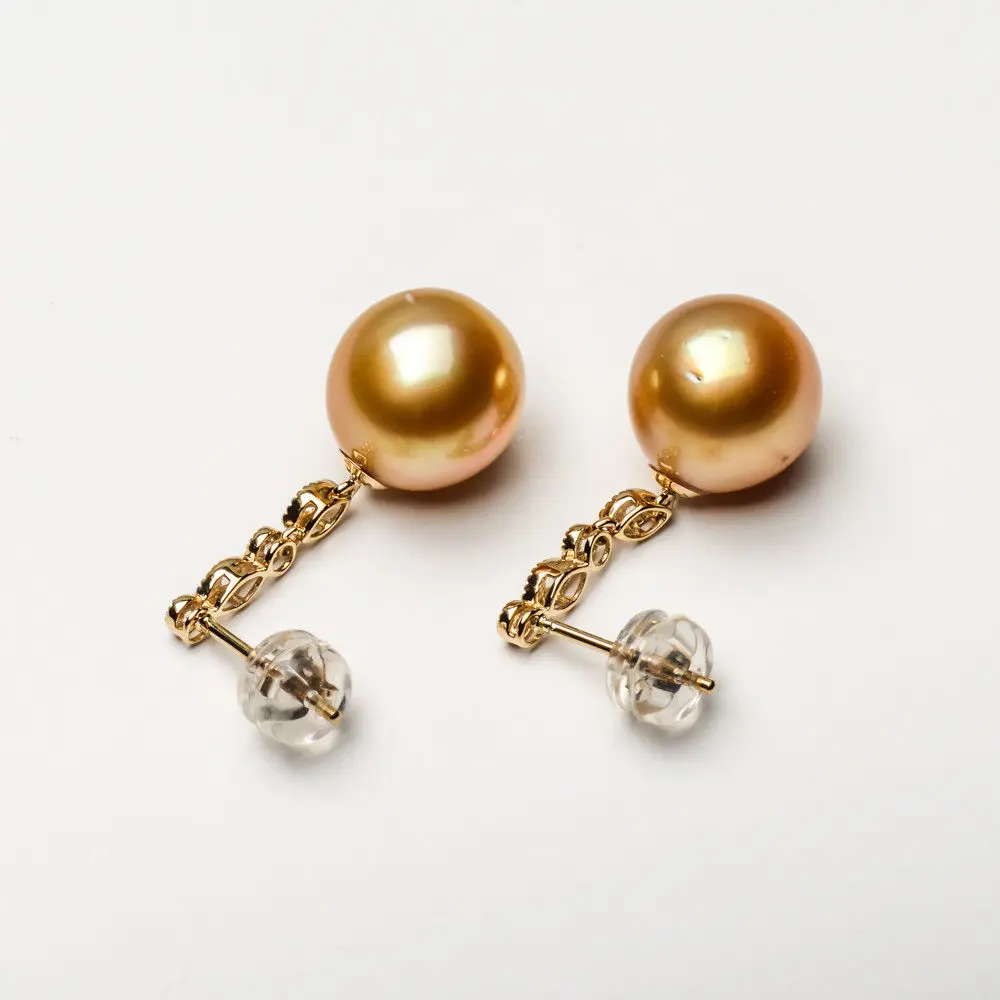 Серьги-капельки с золотым жемчугом 14 k желтое золото 10 3-10 4 мм | Украшения и
