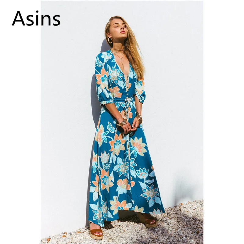 Asins summer dress 2019 new hot women fashion high waist printing half sleeve V neck slim lacing sexy bohemian style long dress
Asins summer dress 2019 new hot women fashion high waist printing half sleeve V neck slim lacing sexy bohemian style long dress