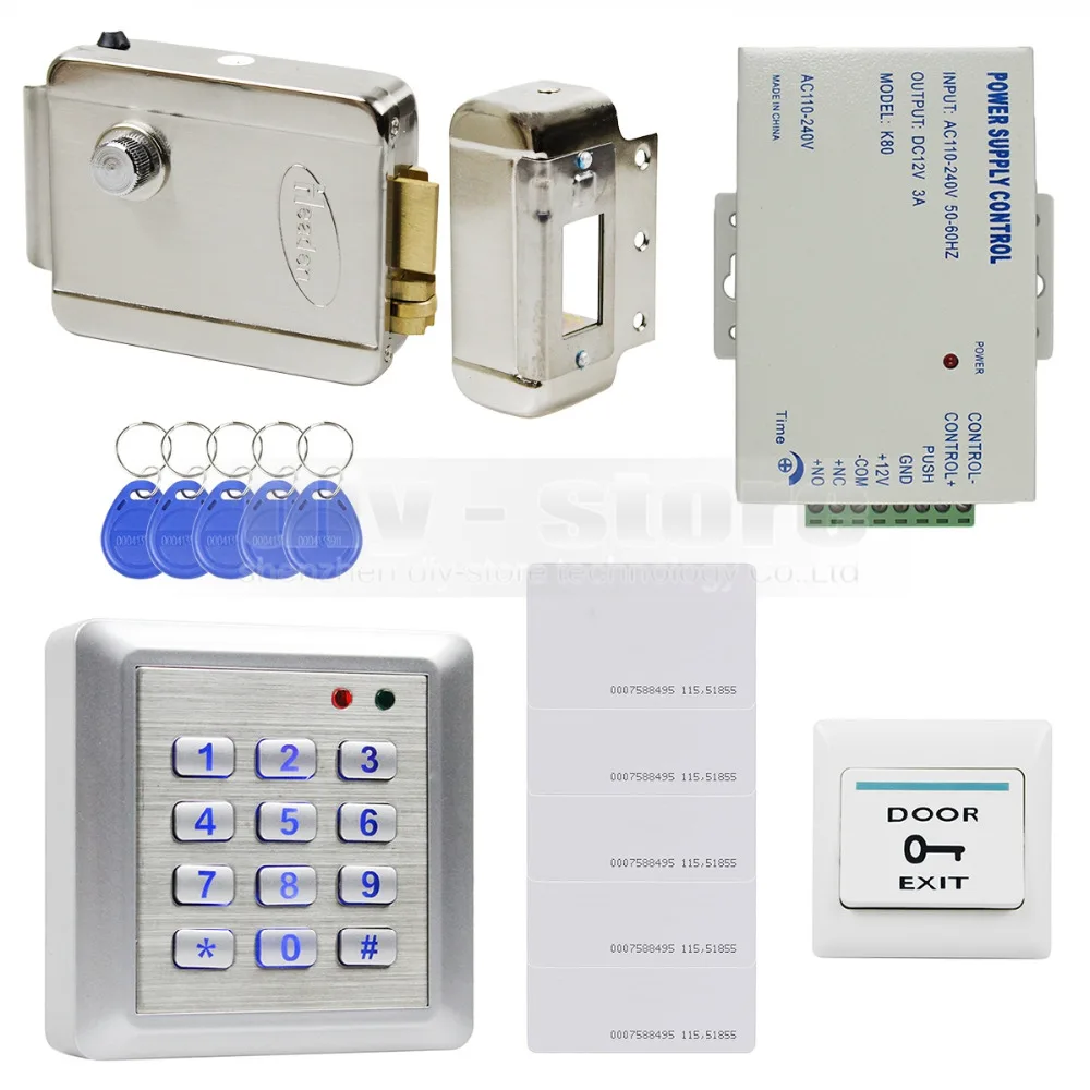 DIYSECUR 125 кГц RFID Клавиатура контроль доступа полный комплект + электрический замок + кнопка выхода совершенно новый
DIYSECUR 125 кГц RFID Клавиатура контроль доступа полный комплект + электрический замок + кнопка выхода совершенно новый