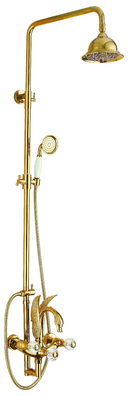 Free standing Ti-Gold wall mounted Crystal swan Bath Tub Rainfall shower Filler Faucet with Handshower
Free standing Ti-Gold wall mounted Crystal swan Bath Tub Rainfall shower Filler Faucet with Handshower