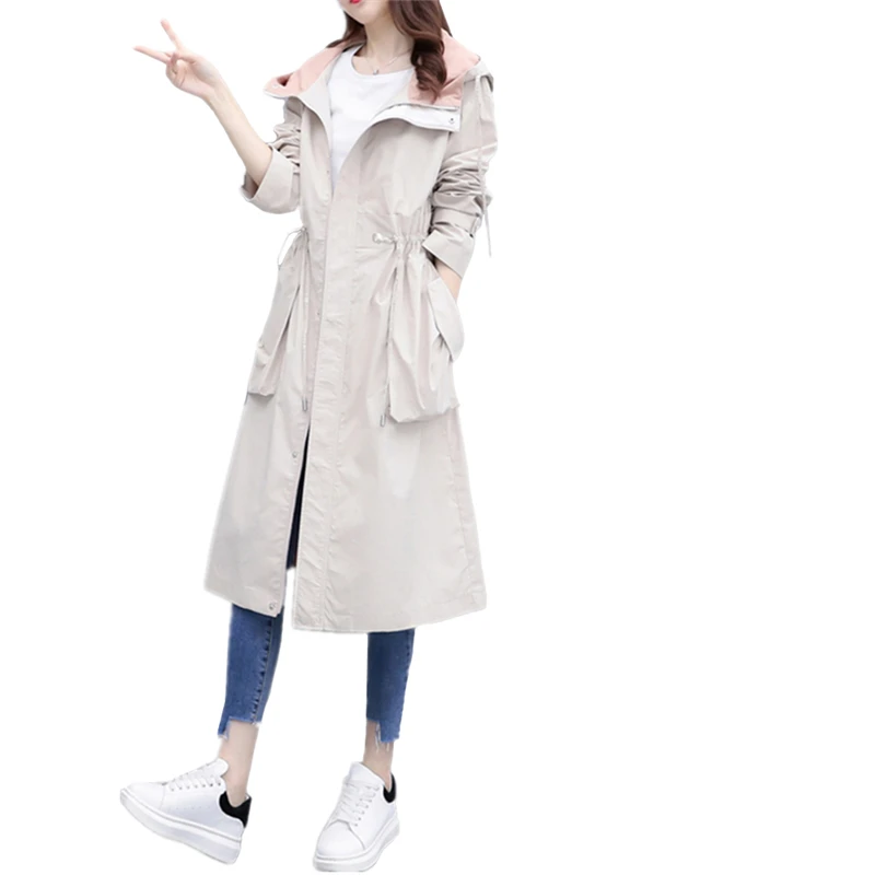 Women Trench Coat Long Hooded Outerwear Spring 2020 New Student Women Overcoat Autumn Korean Casual Wild Coat Ladies Windbreaker
Women Trench Coat Long Hooded Outerwear Spring 2020 New Student Women Overcoat Autumn Korean Casual Wild Coat Ladies Windbreaker