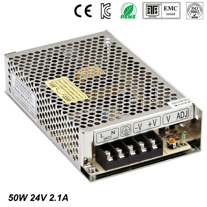 Best quality 24V 2.1A 50W Switching Power Supply Driver for LED Strip AC 100-240V Input to DC 24V free shipping
Best quality 24V 2.1A 50W Switching Power Supply Driver for LED Strip AC 100-240V Input to DC 24V free shipping