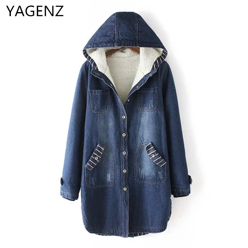 YAGENZ Autumn Winter Women Denim Jacket Coat 2020 Korean Warm Hooded Jeans Coat Big Size Casual Female Denim Thick Cotton Jacket
YAGENZ Autumn Winter Women Denim Jacket Coat 2020 Korean Warm Hooded Jeans Coat Big Size Casual Female Denim Thick Cotton Jacket