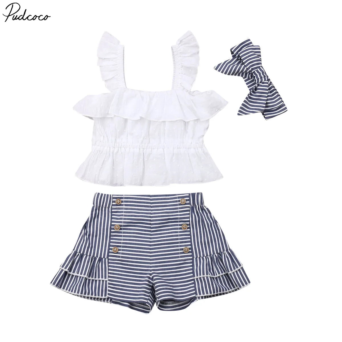 New Pudcoco Newborn Toddler Babygirl Sleeveless Clothes Sets Ruffle Tops+stripe Shorts+headband 3pcs Outfits Set Wholesale
New Pudcoco Newborn Toddler Babygirl Sleeveless Clothes Sets Ruffle Tops+stripe Shorts+headband 3pcs Outfits Set Wholesale
