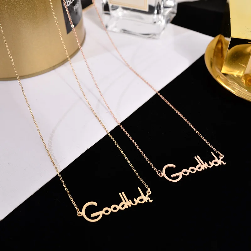 YUN RUO 2018 Rose Gold Goodluck Letters Pendant Necklace Fashion Titanium Steel Woman Jewelry Not Fade & Allergic Top Quality
YUN RUO 2018 Rose Gold Goodluck Letters Pendant Necklace Fashion Titanium Steel Woman Jewelry Not Fade & Allergic Top Quality