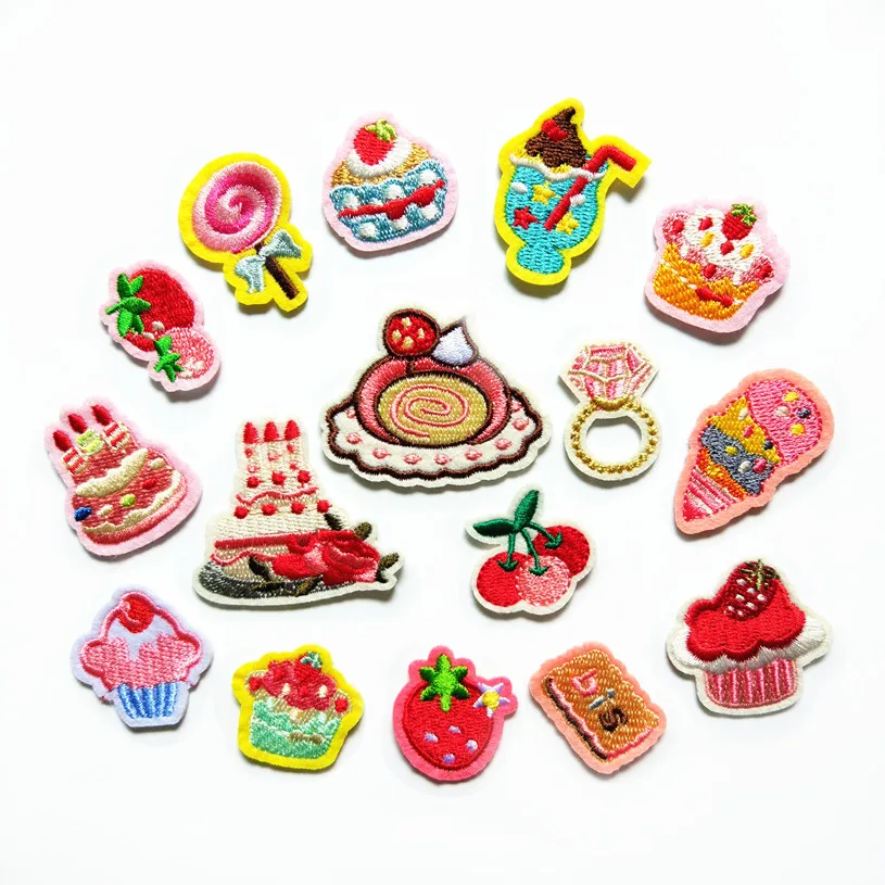 Birthday Cake Dessert Cookies Embroidery Patch Cherry Strawberry Jelly Flower Iron Patches for Clothing 3d DIY Applique Badge
Birthday Cake Dessert Cookies Embroidery Patch Cherry Strawberry Jelly Flower Iron Patches for Clothing 3d DIY Applique Badge