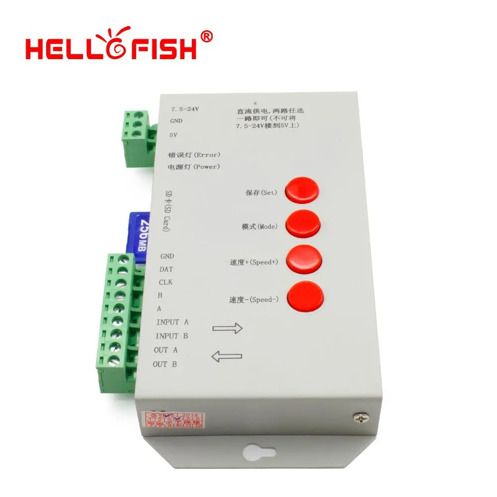 Светодиодный пиксельный контроллер Hello Fish высококачественный T-1000S с SD-картой 128 м