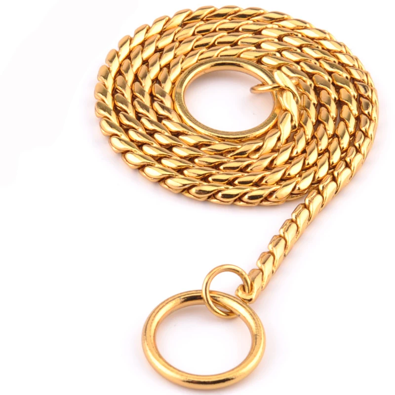 7 Size Gold Silver Stainless Steel P Chain Snake Chain Dog Harness Twisted Necklace Pet Show Training Choker Collars Dog Leash
7 Size Gold Silver Stainless Steel P Chain Snake Chain Dog Harness Twisted Necklace Pet Show Training Choker Collars Dog Leash