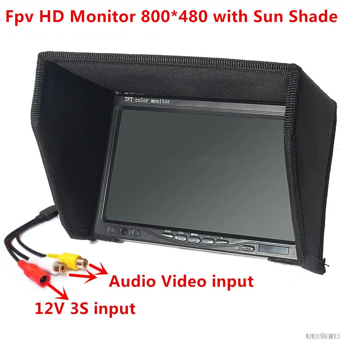 Монитор FPV 7 дюймовый видеоэкран 800x480 TFT ЖК дисплей без синего экрана с капюшоном