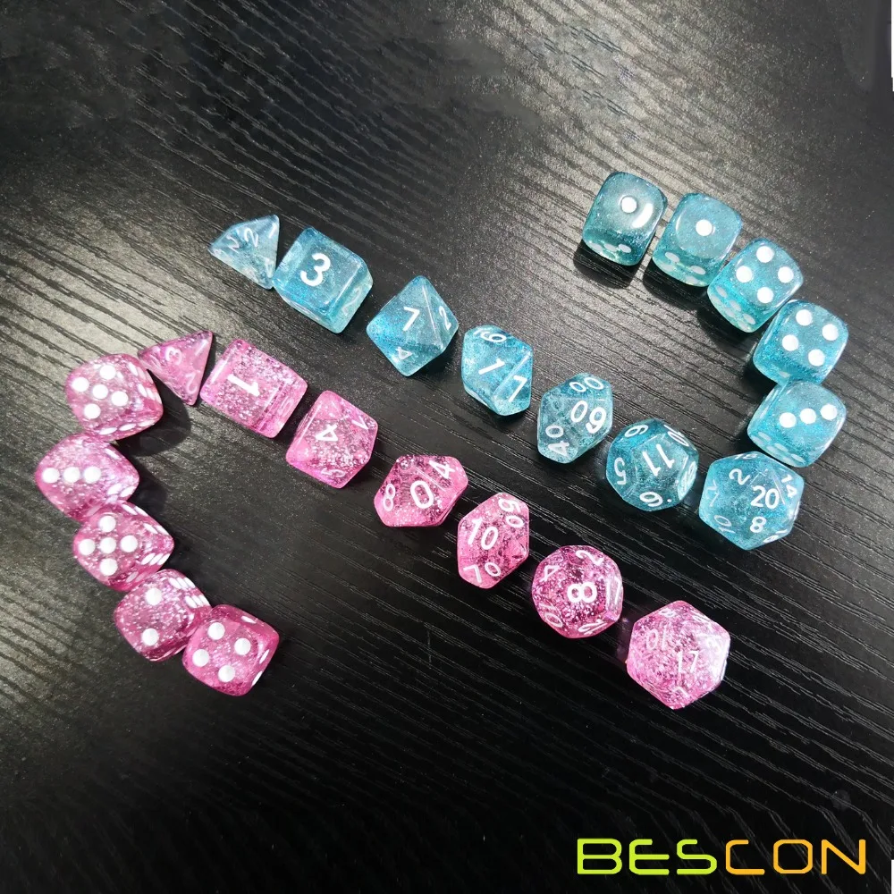 Bescon набор воздушных блестящих ролевых игральных костей для игр розовый и