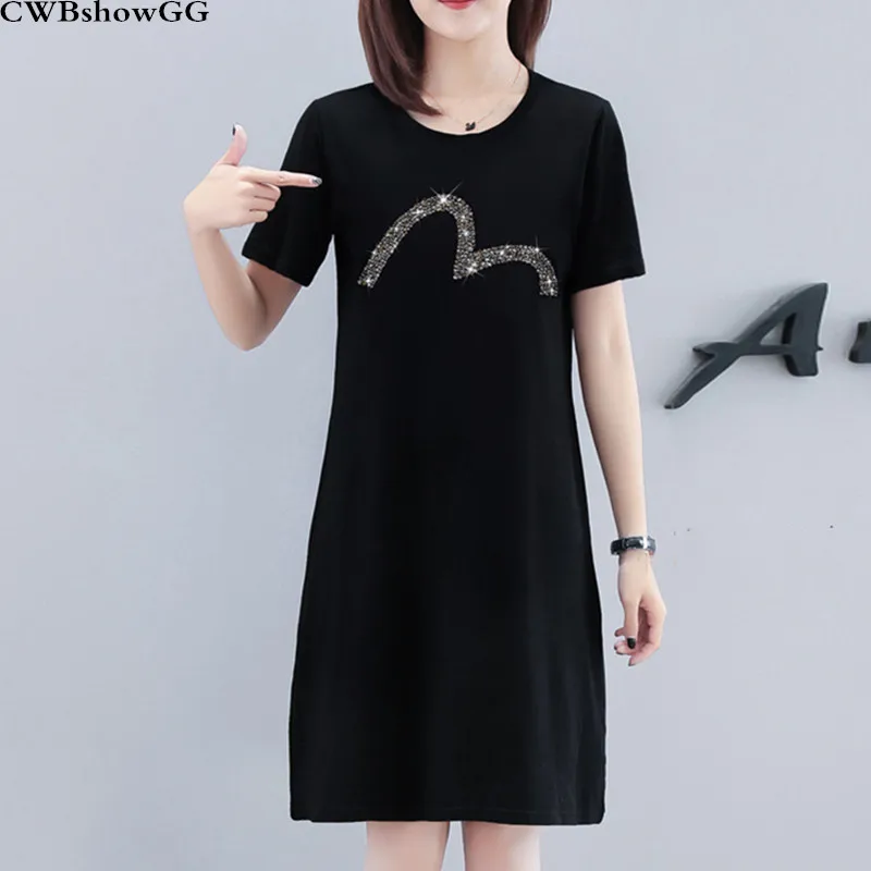 CWBshowGG Short-Sleeved Women T-Shirt Dress 2019 Summer New Loose Large Size Sequins Casual Round Neck Black T-Shirt Dress
CWBshowGG Short-Sleeved Women T-Shirt Dress 2019 Summer New Loose Large Size Sequins Casual Round Neck Black T-Shirt Dress