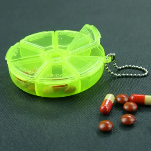 7 Days Weekly Pill Box Dispenser Round Tablet Pill Holder Dispenser Solitters Box For Travelling Organizer Container
7 Days Weekly Pill Box Dispenser Round Tablet Pill Holder Dispenser Solitters Box For Travelling Organizer Container