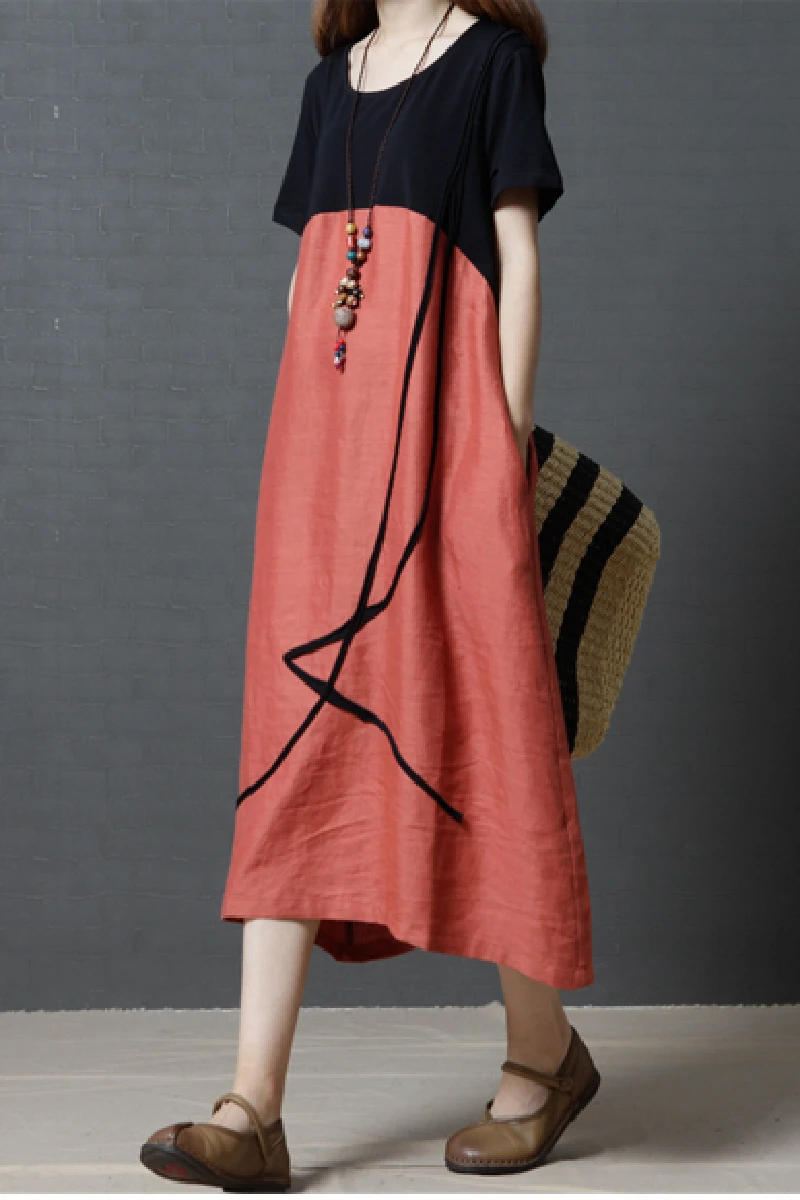 Summer Dress New 2019 Korean Loose Large Size Women Fashion Cotton Patchwork Round Collar Slim Long Dress RE2462
Summer Dress New 2019 Korean Loose Large Size Women Fashion Cotton Patchwork Round Collar Slim Long Dress RE2462