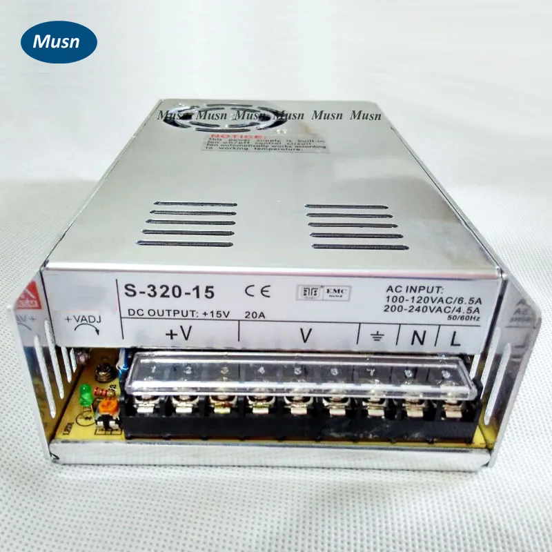 High Quality switching Power Supply 15V 320W 20A AC to DC Power Supply AC DC Converter S-320-15
High Quality switching Power Supply 15V 320W 20A AC to DC Power Supply AC DC Converter S-320-15