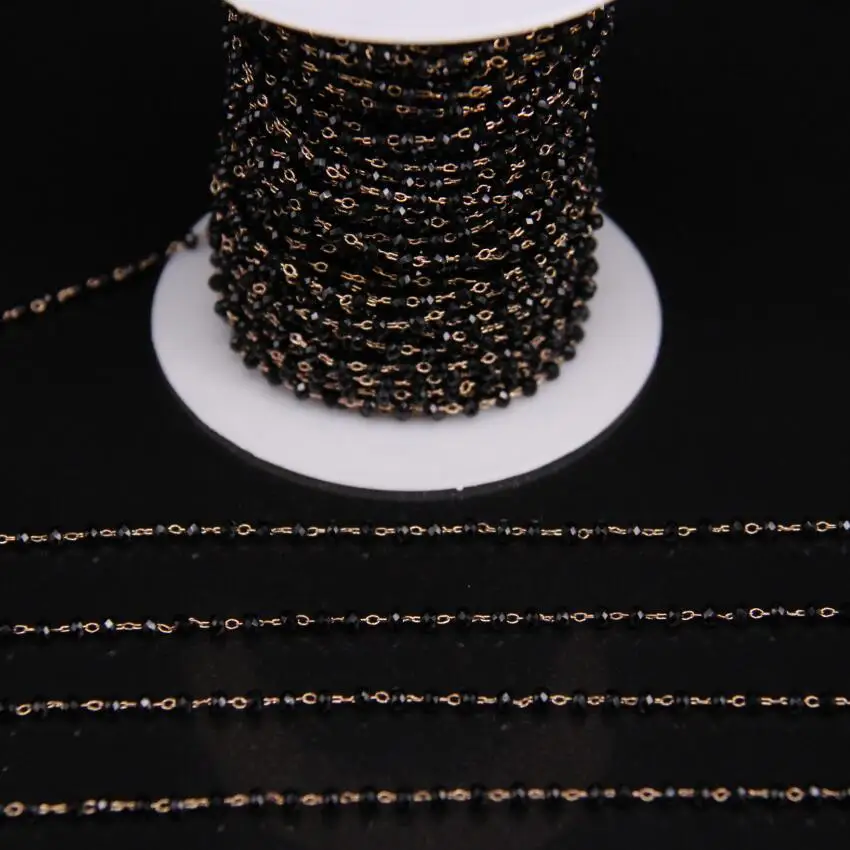 Black Glass beads Brass Wire Wrapped Chain,Faceted Rondelle Copper Rosary Chain,DIY Necklace Jewelry Crafts/2x3mm
Black Glass beads Brass Wire Wrapped Chain,Faceted Rondelle Copper Rosary Chain,DIY Necklace Jewelry Crafts/2x3mm