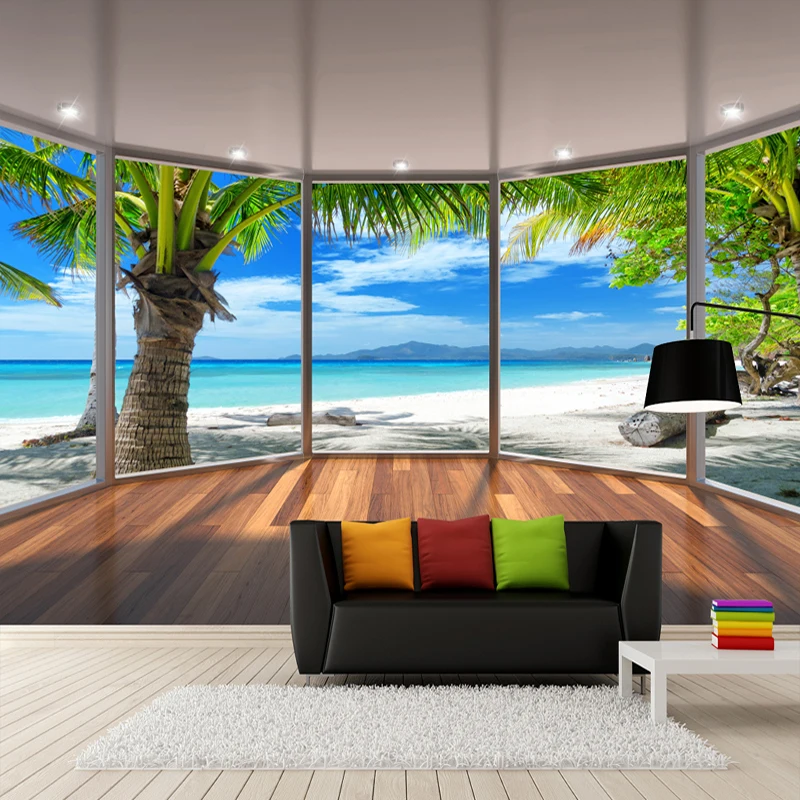 Custom Photo Wall Paper 3D Stereoscopic Balcony Window Beach Coconut Trees Scenery 3D Background Wall Decoration Mural Wallpaper
Custom Photo Wall Paper 3D Stereoscopic Balcony Window Beach Coconut Trees Scenery 3D Background Wall Decoration Mural Wallpaper