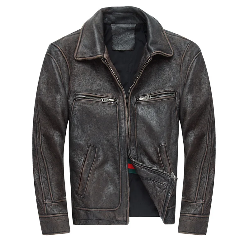 Free shipping Mens Brown Overcoats Vintage Cowskin Jackets Slim Turn Down Collar Motorcycle Jacket Mens Brown Outwear
Free shipping Mens Brown Overcoats Vintage Cowskin Jackets Slim Turn Down Collar Motorcycle Jacket Mens Brown Outwear