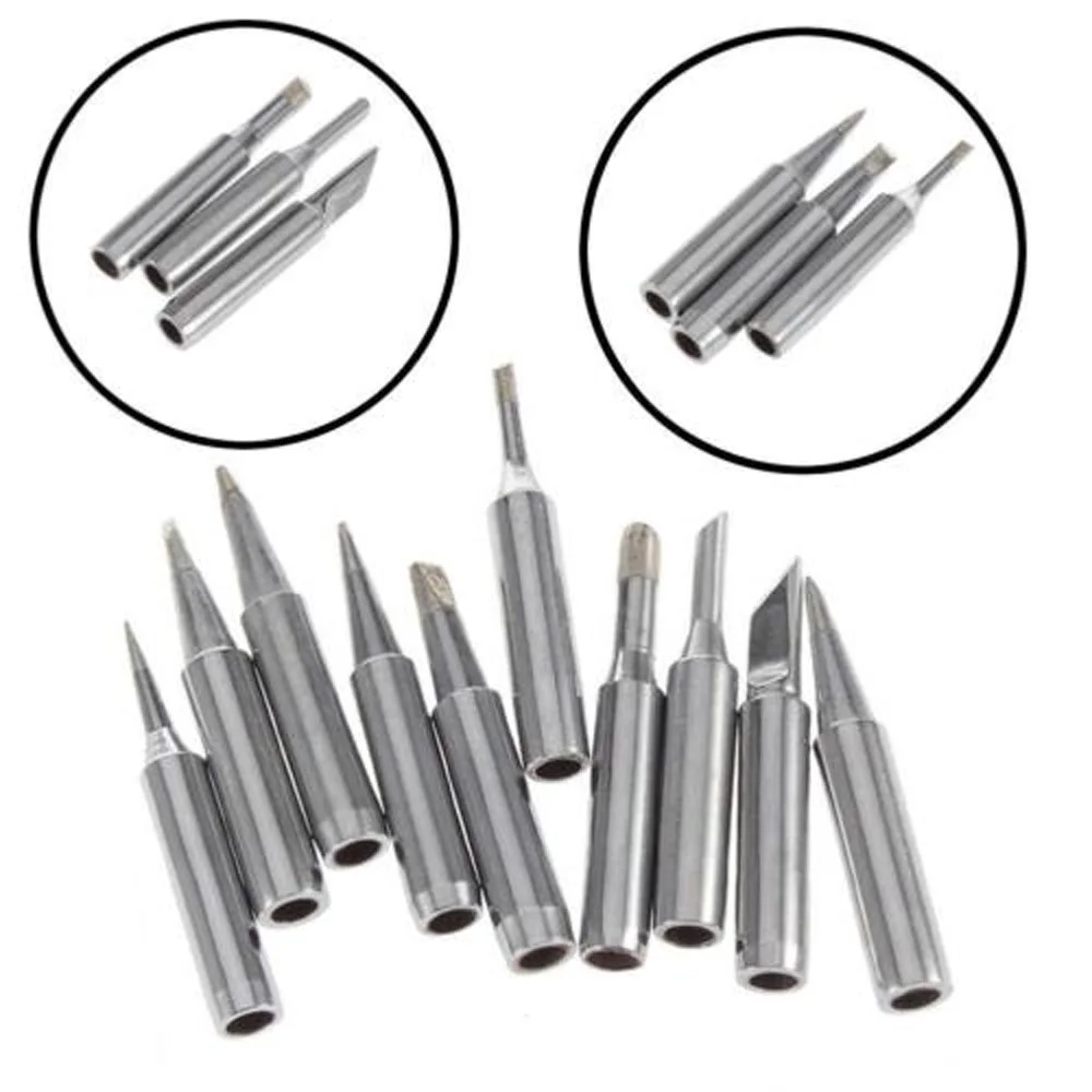 10Pcs/Set Copper Soldering Iron Tips 900M-T-B 900M-T-I 900M-T-K 900M-T-1C Lead-free For Hakko Rework Station