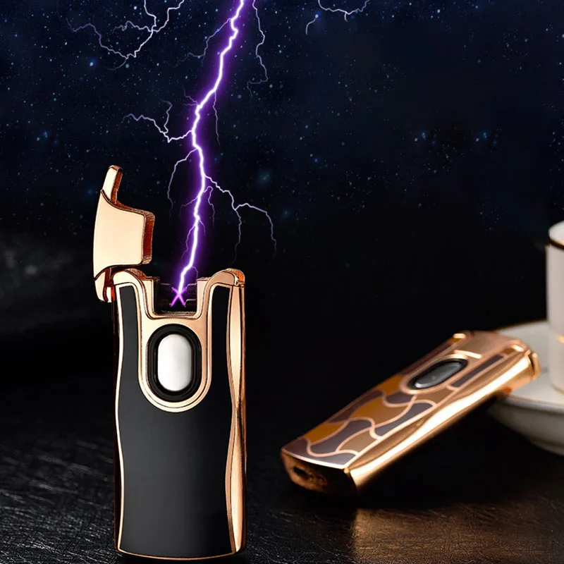 Высококачественная двухдуговая Электронная зажигалка USB металлическая