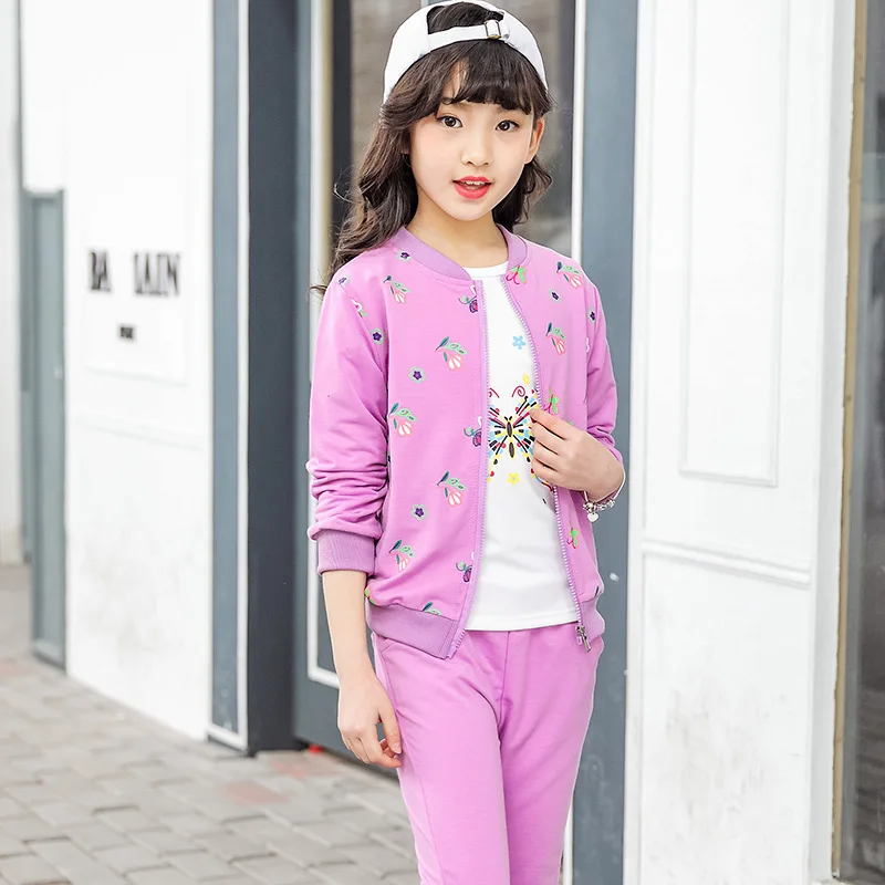 Girls Sports Clothes Set Floral Jacket+Shirt+Pants 3 Pcs Autumn Suit For Girls Winter Kids Clothes Teen Girls Clothing 4 6 8 12
Girls Sports Clothes Set Floral Jacket+Shirt+Pants 3 Pcs Autumn Suit For Girls Winter Kids Clothes Teen Girls Clothing 4 6 8 12