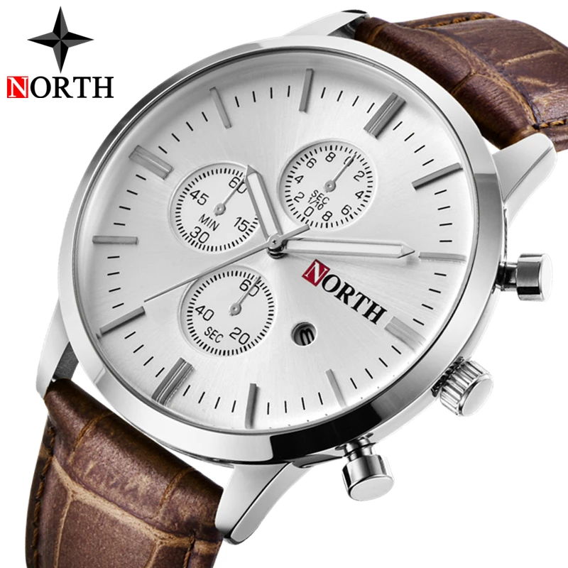 NORTH Men's Watches Leather Quartz Fashion Brand Watch Men Auto Date Waterproof Sport Watch Military Clock Man Relogio Masculino
NORTH Men's Watches Leather Quartz Fashion Brand Watch Men Auto Date Waterproof Sport Watch Military Clock Man Relogio Masculino