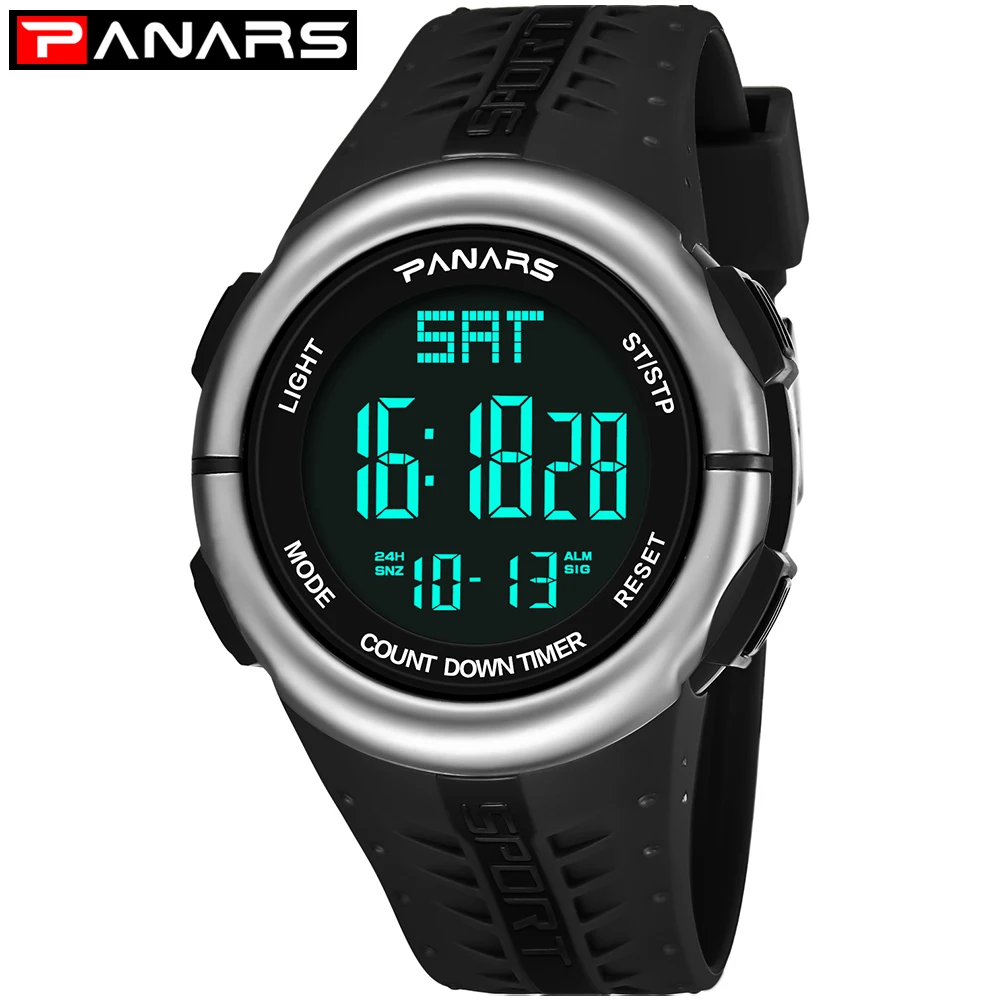 PANARS Mens Watches Sports Waterproof LED Dual Time Alarm Digital Watch Male Clock Luminous Wrist Watch Reloj Hombre Relogios
PANARS Mens Watches Sports Waterproof LED Dual Time Alarm Digital Watch Male Clock Luminous Wrist Watch Reloj Hombre Relogios