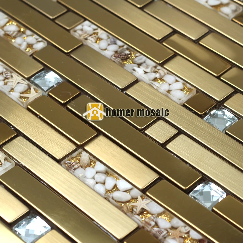 strip golden brushed stainless steel metal mixed sea shell for kitchen backsplash tiles fireplace mosaic hallway HMB1360
strip golden brushed stainless steel metal mixed sea shell for kitchen backsplash tiles fireplace mosaic hallway HMB1360
