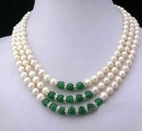 free shipping 7-8MM Natural White Akoya Cultured Pearl & Green Hand Knotted necklace
free shipping 7-8MM Natural White Akoya Cultured Pearl & Green Hand Knotted necklace