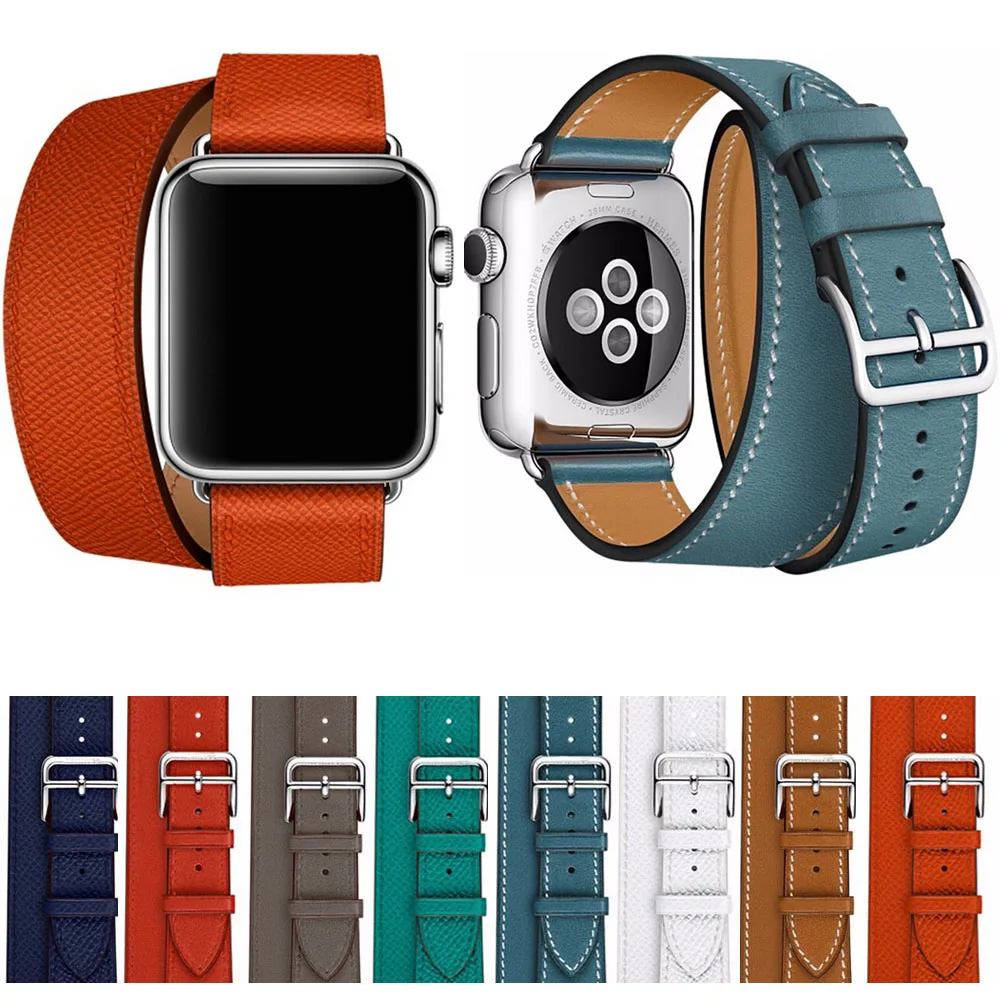 

Double Tour Genuine Leather Strap for Apple Watch Band 42mm 38mm 44mm 40mm Bracelet Wrist Watchband Belt iWatch Series 5/4/3/2/1