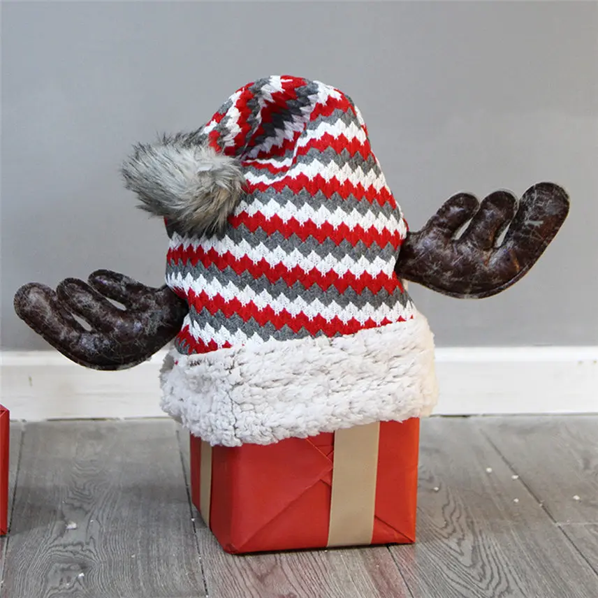 High Quality Casual Beanies Christmas Hat Adult Child Cute Elk Antlers Santa Claus Hats Xmas Holiday Party czapka zimowa Y* | Аксессуары