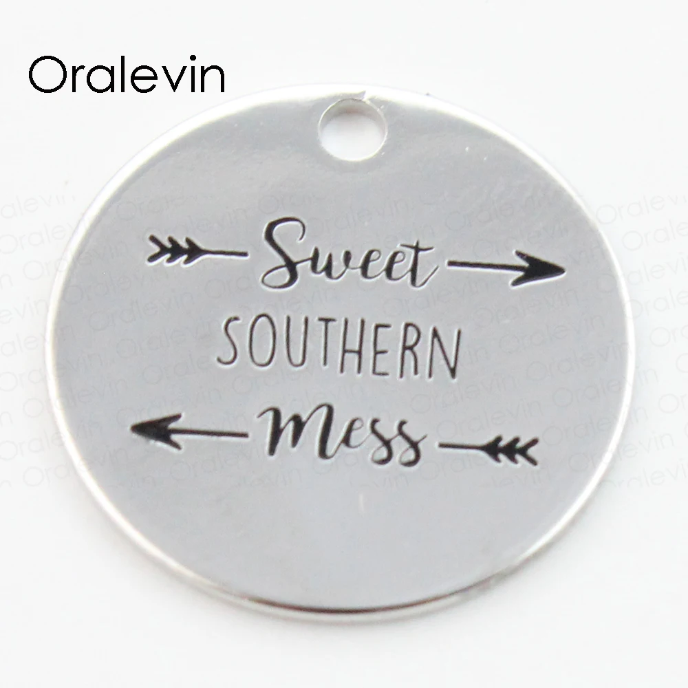 Wholesale Silver Color SWEET SOUTHERN MESS 22 MM Disc Pendant for DIY Jewelry 10Pcs/lot, #LN221P
Wholesale Silver Color SWEET SOUTHERN MESS 22 MM Disc Pendant for DIY Jewelry 10Pcs/lot, #LN221P