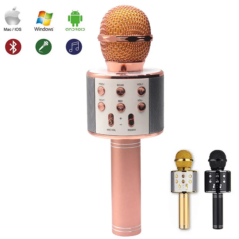 WS858 Bluetooth Wireless Microphone Karaoke Speaker High-end Version Bluetooth Radio Studio Record Mic KTV Player Phone Mike
WS858 Bluetooth Wireless Microphone Karaoke Speaker High-end Version Bluetooth Radio Studio Record Mic KTV Player Phone Mike