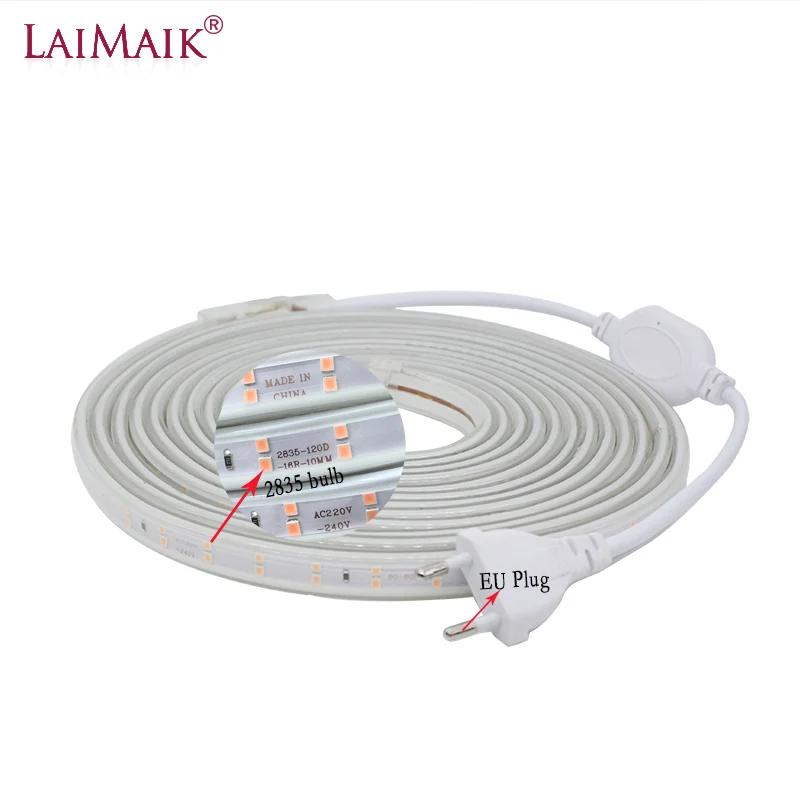 LAIMAIK Waterproof LED strip IP65 LED tape 120 LEDs/M String lights SMD2835 flexible light Garden lamp Two Row LED strips 220V
LAIMAIK Waterproof LED strip IP65 LED tape 120 LEDs/M String lights SMD2835 flexible light Garden lamp Two Row LED strips 220V