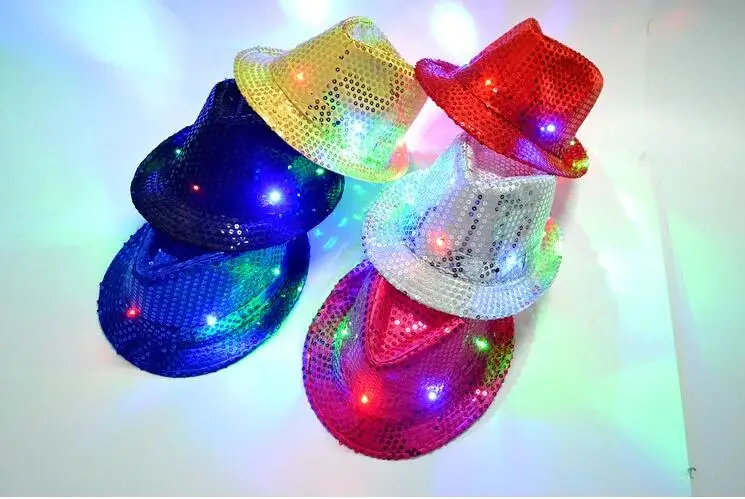 Hot LED Lights Cowboy Hat Halloween Jazz Sequins Adult and Children's Show Stage Performance Hats Luminescence 6 Colors
Hot LED Lights Cowboy Hat Halloween Jazz Sequins Adult and Children's Show Stage Performance Hats Luminescence 6 Colors