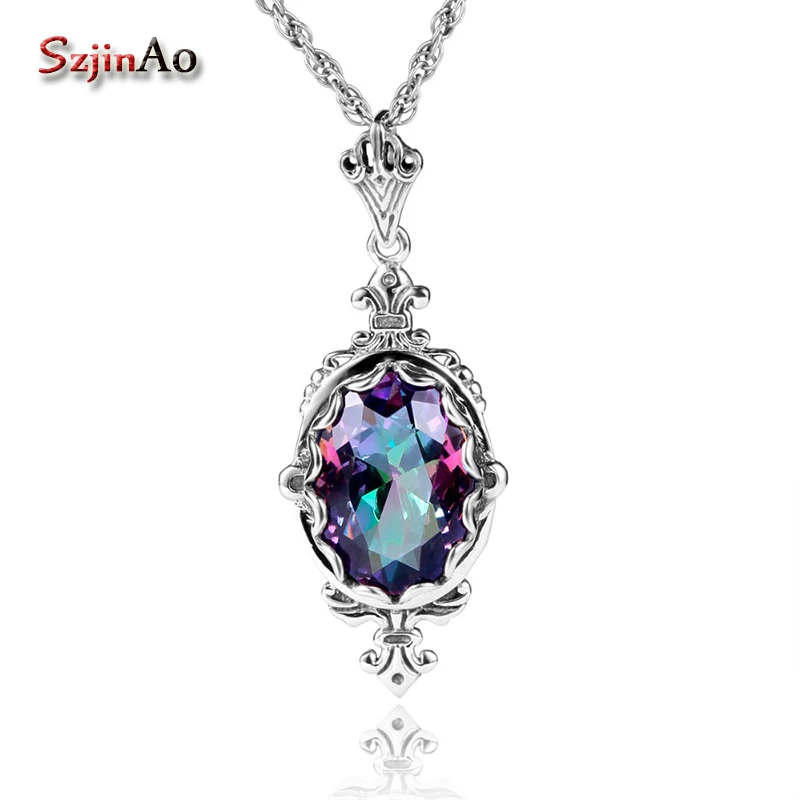 Szjinao slavic 925 Sterling-Silver-Jewelry Women Fire Rainbow Topaz chakra Necklace & Pendants borosa Vintage charms gift
Szjinao slavic 925 Sterling-Silver-Jewelry Women Fire Rainbow Topaz chakra Necklace & Pendants borosa Vintage charms gift