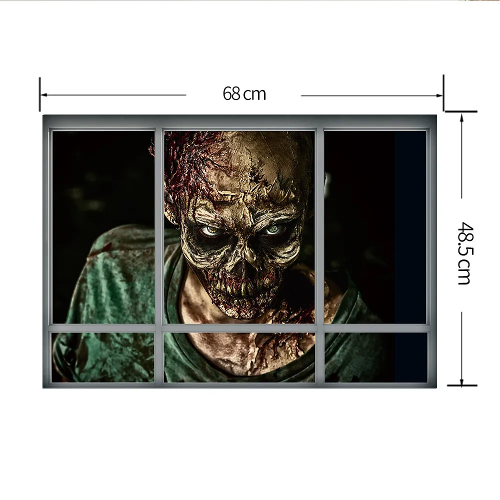 New Halloween 3D wallpapers Zombie stickers Happy Household Room Wall Sticker Mural Decor Decal Removable Terror | Дом и сад