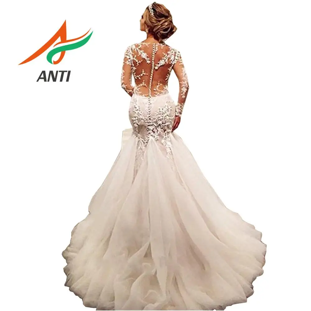2019 New Fashion Mermaid Appliques Wedding Dress Long Train Beading Backless robe de mariee Lace Full Sleeve Wedding Bridal Gown
2019 New Fashion Mermaid Appliques Wedding Dress Long Train Beading Backless robe de mariee Lace Full Sleeve Wedding Bridal Gown