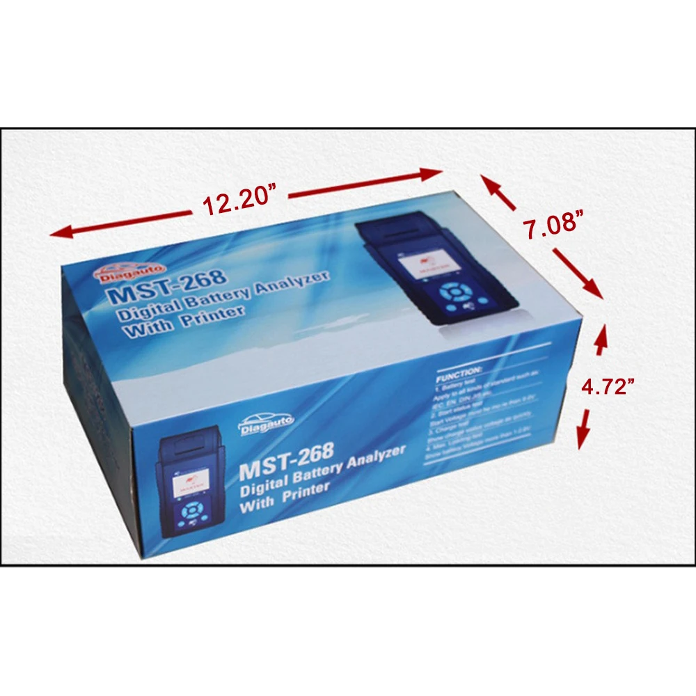 12/24V Car Battery Tester MST-268 3.2" TFT Car Diagnostic Tool Automotive Battery System Analyzer for Printer
12/24V Car Battery Tester MST-268 3.2" TFT Car Diagnostic Tool Automotive Battery System Analyzer for Printer