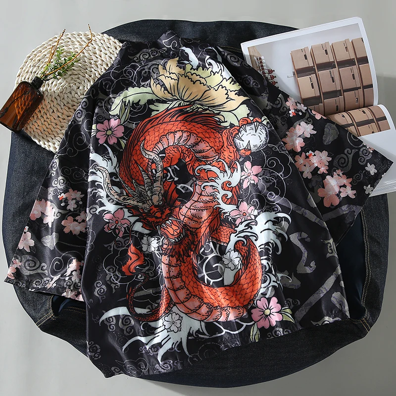 Japanese Haori Style Summer Thin Cardigan Harajuku Dragon Kimono Traditional Clothing Asian Clothes Men Loose Casual Shirt Coat
Japanese Haori Style Summer Thin Cardigan Harajuku Dragon Kimono Traditional Clothing Asian Clothes Men Loose Casual Shirt Coat