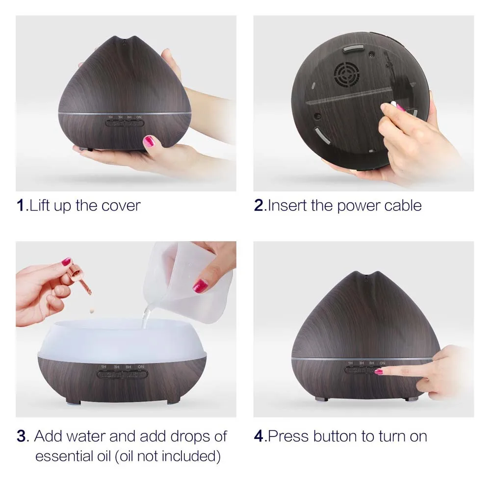 Fashion 550ML Essential Oil Diffuser Ultrasonic Air Humidifier Wood Grain 7 Colors Change for Office Home HY99 JY23
Fashion 550ML Essential Oil Diffuser Ultrasonic Air Humidifier Wood Grain 7 Colors Change for Office Home HY99 JY23